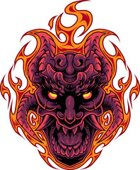 Fire skull head mascot logo
