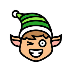 head elf funny color icon vector illustration