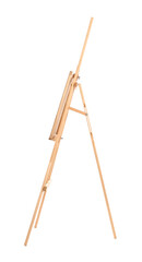 Wooden easel with board isolated on white. Artist's equipment
