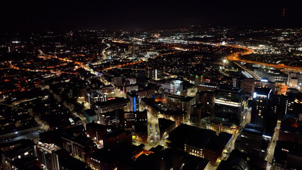 Fototapeta na wymiar Aerial view Nightscape of Belfast Skyline night Cityscape Northern Ireland
