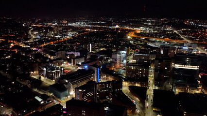 Aerial view Nightscape of Belfast Skyline night Cityscape Northern Ireland