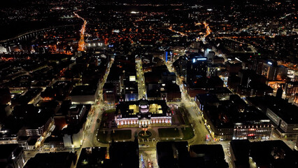 Aerial view Nightscape of Belfast City Hall Skyline night Cityscape Northern Ireland