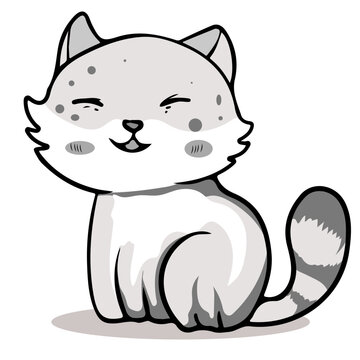  Coloring Page Outline Of cartoon fluffy Cute cat. Coloring book page for children.