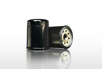 Motor oil filter isolated on white background with reflection included clipping path, Automotive...