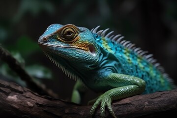 Fototapeta premium Close up photo of lizard, generative ai