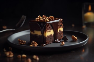 Photo a chocolate lava cake generative ai