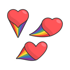 Heart icon with rainbow flag tail. Lgbt support and love design. Lesbian, Gay, Bisexual, Transgender representation symbol.