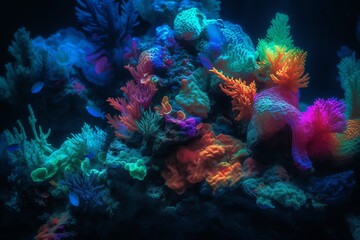 Fototapeta na wymiar Colorful coral underwater world landscape generative ai