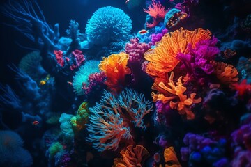 Fototapeta na wymiar Colorful coral underwater world landscape generative ai