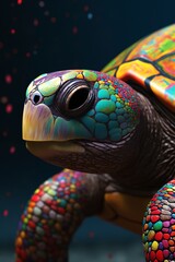Colorful turtle illustration generative ai