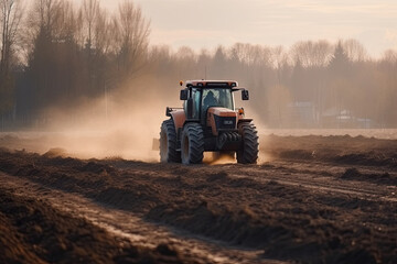 Fototapeta premium tractor in the field created with Generative AI technology