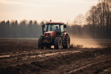 Fototapeta premium tractor in the field created with Generative AI technology
