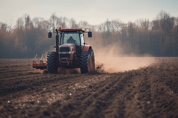 Fototapeta premium tractor in the field created with Generative AI technology
