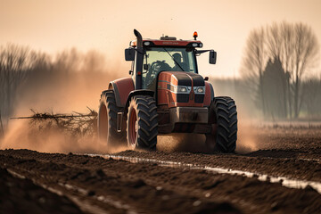 Fototapeta premium tractor in the field created with Generative AI technology