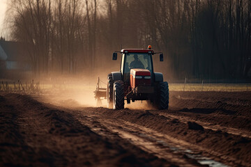 Fototapeta premium tractor in the field created with Generative AI technology