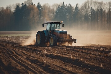 Fototapeta premium tractor in the field created with Generative AI technology