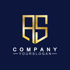 Obraz premium Alphabet letters monogram logo AS,SA,A and S, elegant and Professional gold color letter icon design