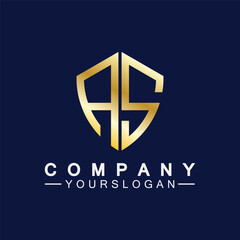 Alphabet letters monogram logo AS,SA,A and S, elegant and Professional gold color letter icon design