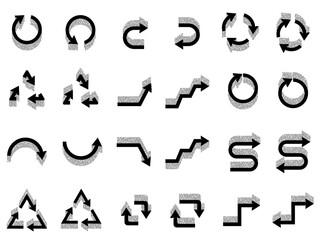 レトロ風の影_立体的な矢印アイコンセット