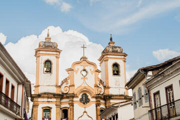 Ouro Preto, Minas Gerais, Brazil – April, 7, 2023. View of the Nossa Senhora do Pilar Church,...