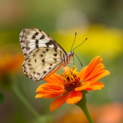 Obraz premium beautiful butterfly on yellow flower