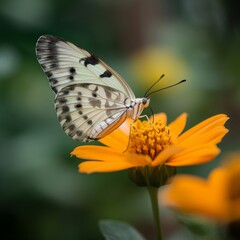 beautiful butterfly on yellow flower