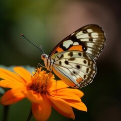 Fototapeta premium beautiful butterfly on yellow flower