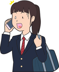 電話で驚く女子高生