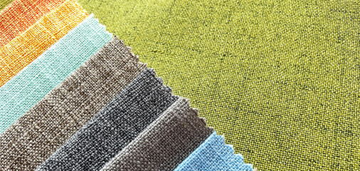 Colorful linen fabrics for home textiles.
