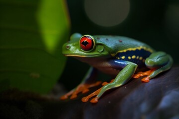 Obraz premium beautiful red eyed tree frog on a leaf