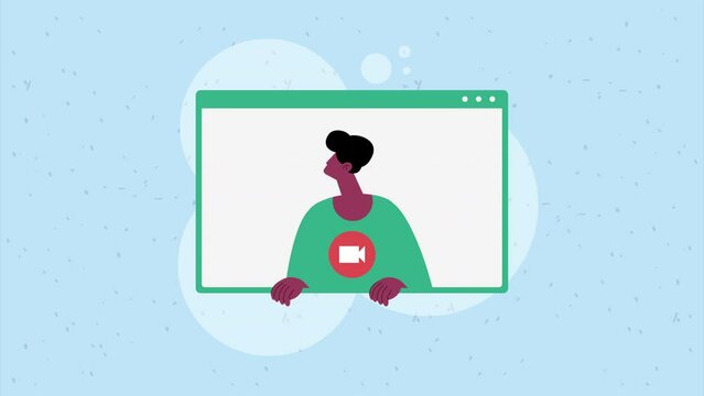 afro man in web site template animation