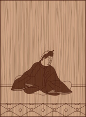 木彫り風百人一首　中納言家持