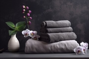 towel with flower on the table