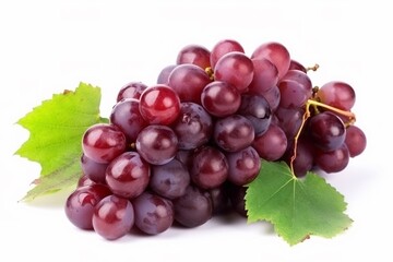 Fototapeta premium bunch of grapes with leaf isolated on white