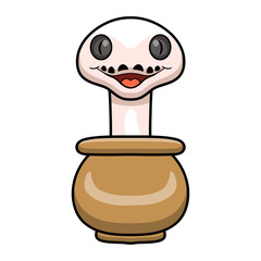 Cute black eyed leucistic reticulatus python cartoon inside the sack