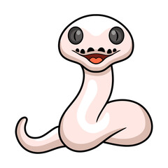 Cute black eyed leucistic reticulatus python cartoon