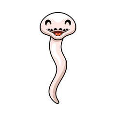 Cute black eyed leucistic reticulatus python cartoon