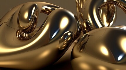 Organic shapes with a metallic sheen and a modernist style created with generative AI technology
