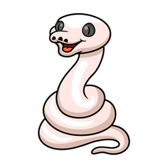 Cute black eyed leucistic reticulatus python cartoon