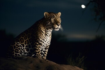 leopard in the tree at night
