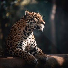 Fototapeta na wymiar portrait of a leopard on the forest