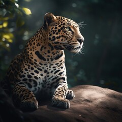portrait of a leopard on the forest