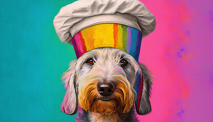 portrait of a dog in a chef hat, generative ai