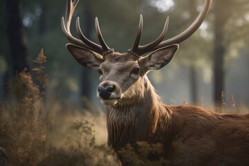 Realistic Noble deer in the forest