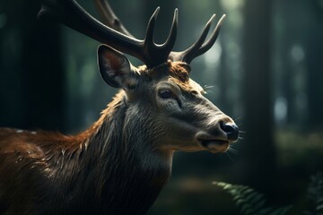 Fototapeta premium Realistic Noble deer in the forest