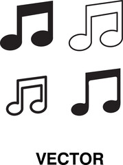 music note icon set trendy style illustration on white background
