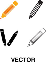 Pencil Icon Vector Logo, Pencil Icon set illustration on white background