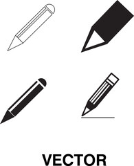 Pencil Icon Vector Logo, Pencil Icon set illustration on white background