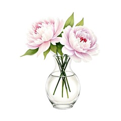 Obraz premium Peony in vase watercolor, generative ai