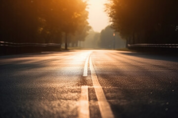 sunset on the road created with Generative AI technology